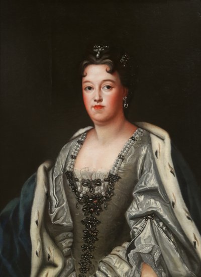 Portrait de Thérèse Kunigunde de Pologne en robe argentée - Follower of Joseph Vivien